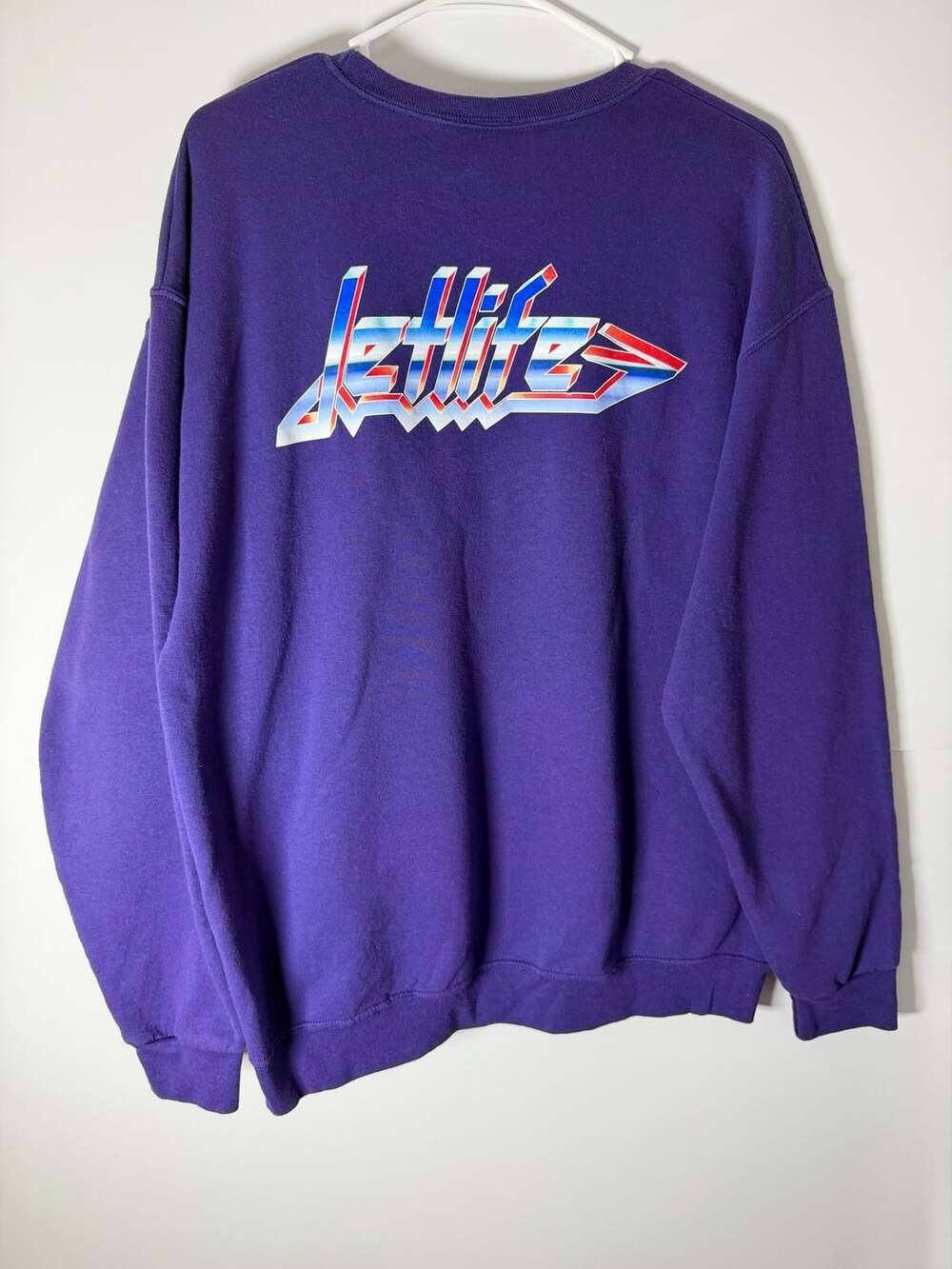 Jet Life Apparel Purple Crewneck Sweatshirt Chrome Logo Curren$y Streetwear L